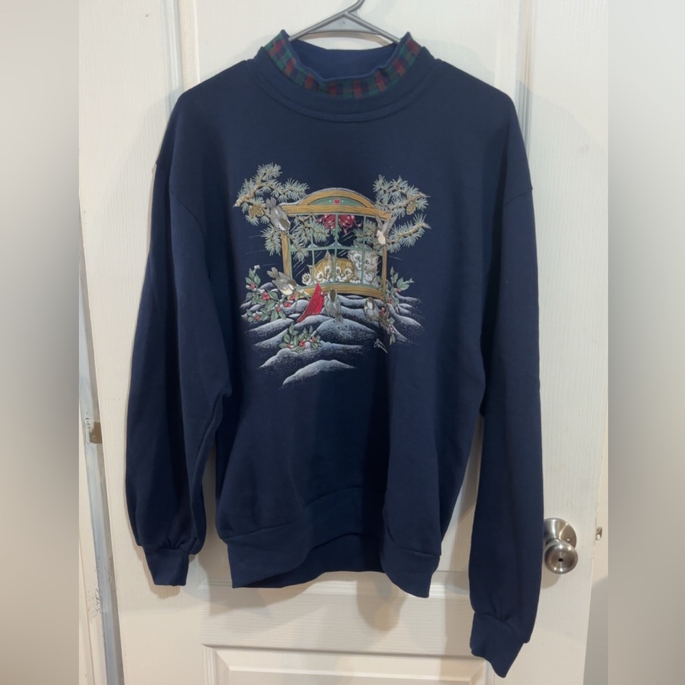 Morning Sun Grandmacore Cat Winter Sweatshirt M